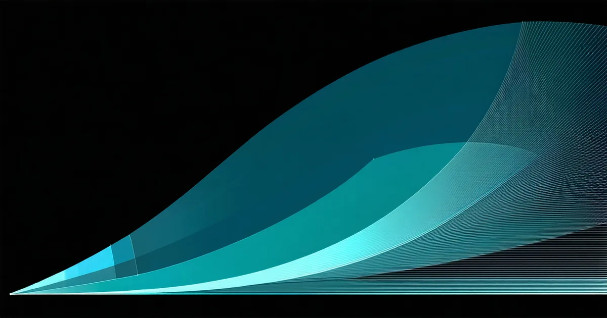 Abstract probability distribution fan chart showing widening uncertainty over time