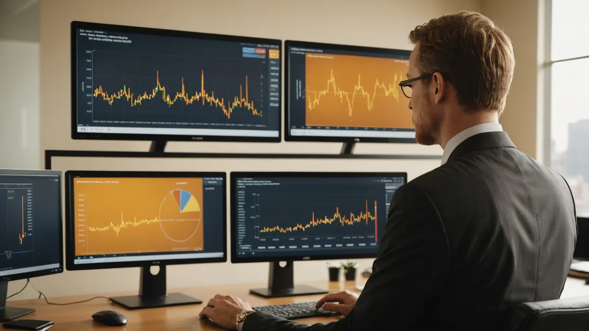 Executive reviewing probability-weighted scenario dashboard